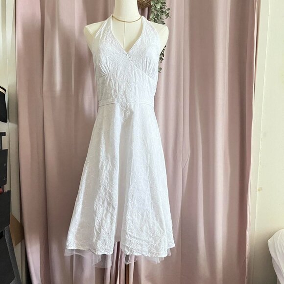 Vintage Laura White Lace Halter Backless Dress - Picture 6 of 6